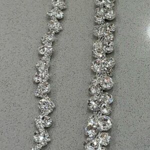 2 - 36 inch strands of Rhinestone trim, Clear stones on silver